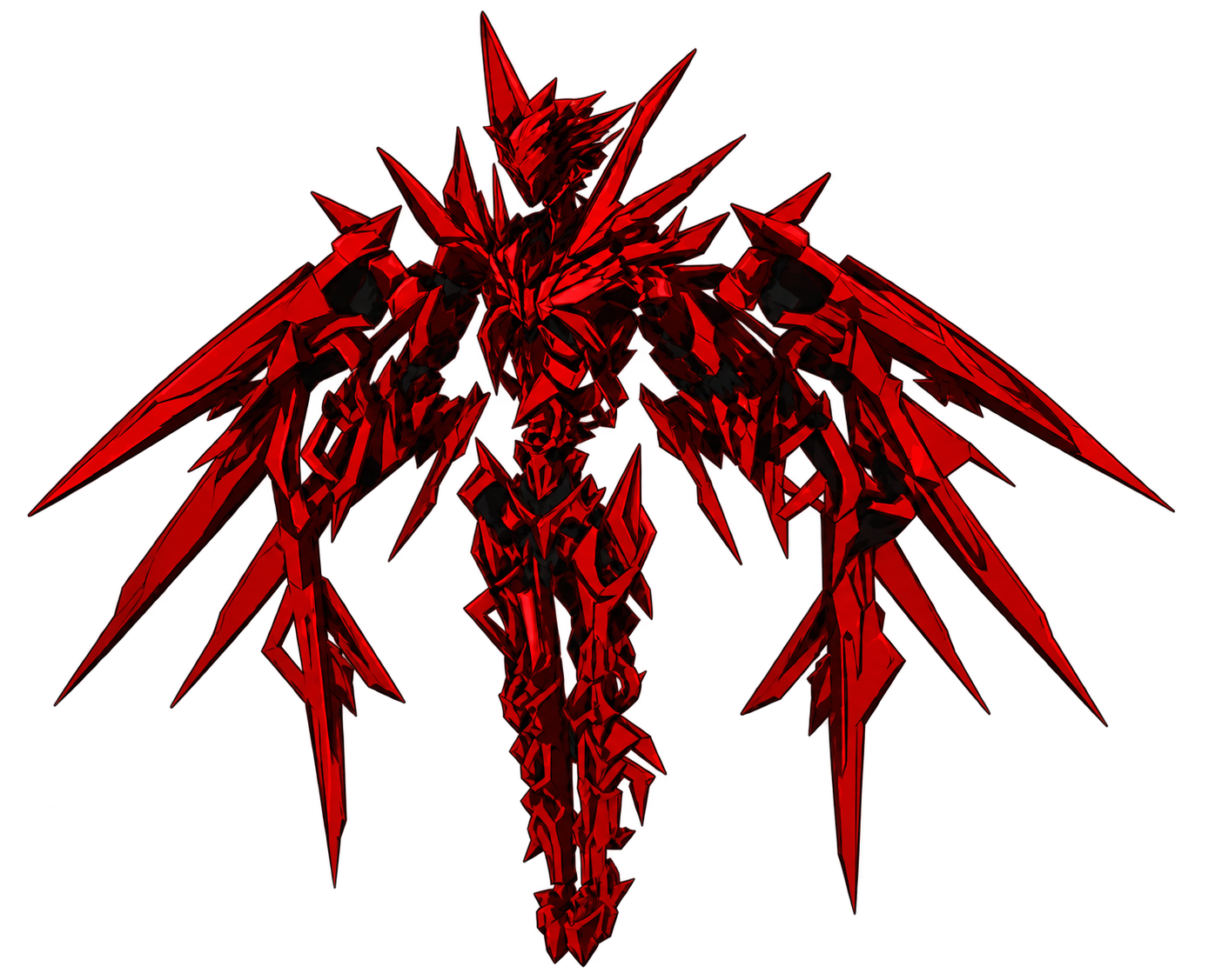 Crimson winged robot illustration